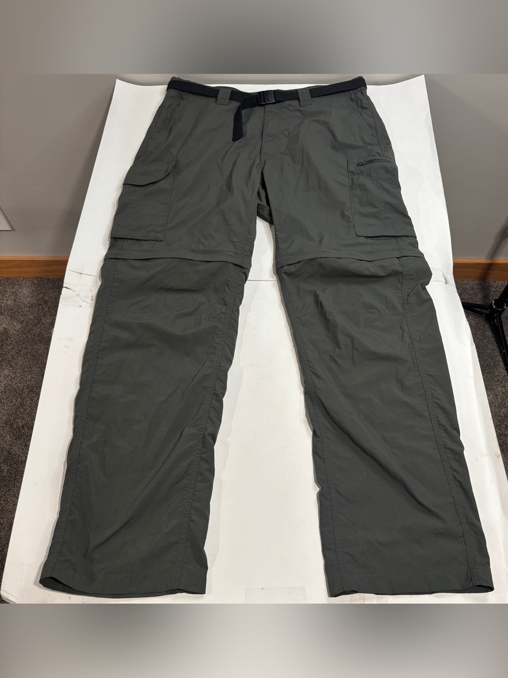 Columbia Omni-Shade Convertible Cargo Pants Men 36x32 Grey Hiking Zip Off Shorts